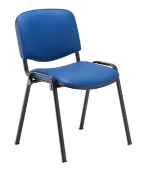 Blue PU Stacking Chair - Black Frame 1 Blue PU Stacking Chair - Black Frame