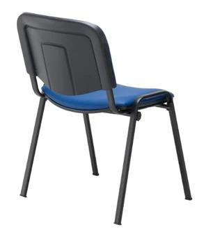Blue PU Stacking Chair - Black Frame 3 Blue PU Stacking Chair - Black Frame - Image 3