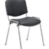 Black PU Stacking Chair - Chrome Frame